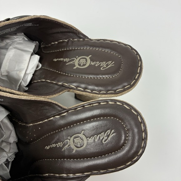 Born Crown Tan Brown Buckle Leather Suede Slide Mule Clogs Y2K Heel Womens 7 - Picture 7 of 13